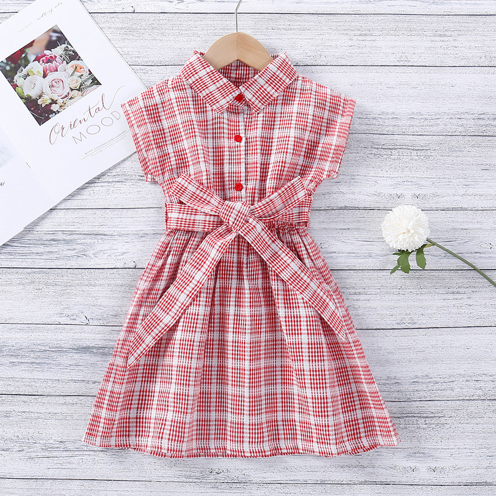 Girls' Plaid Fashion Personality Western Princess Dress