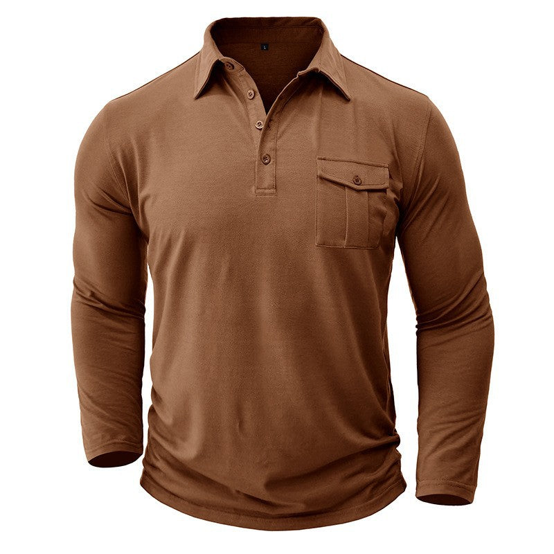 Men's Polyester Consul Solid Color Long Sleeve Bottoming Shirt