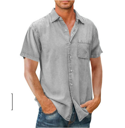 Men's Polo Collar Solid Color Pocket Shirt