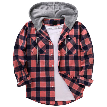 Hooded Plaid Shirt Men's Casual - Glamour Gale