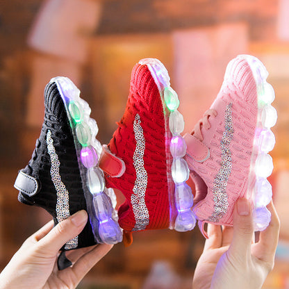 Girls' Soft-soled LED Lighting Crystal Shoes