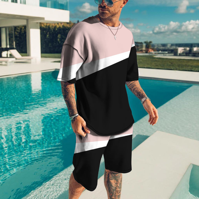 Men's Trendy Casual Beach Style Texture 3D Digital Suit