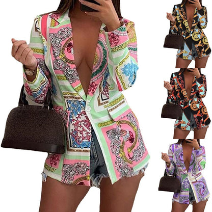 Women's Printed Small Blazer Pattern Painted Long Sleeves