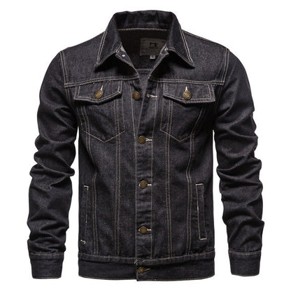 Jacket Men Casual Blue Lapel Jeans Jacket