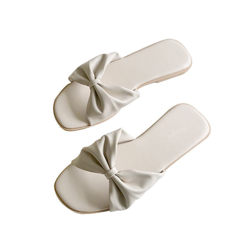 Bowknot flat sandals and slippers women