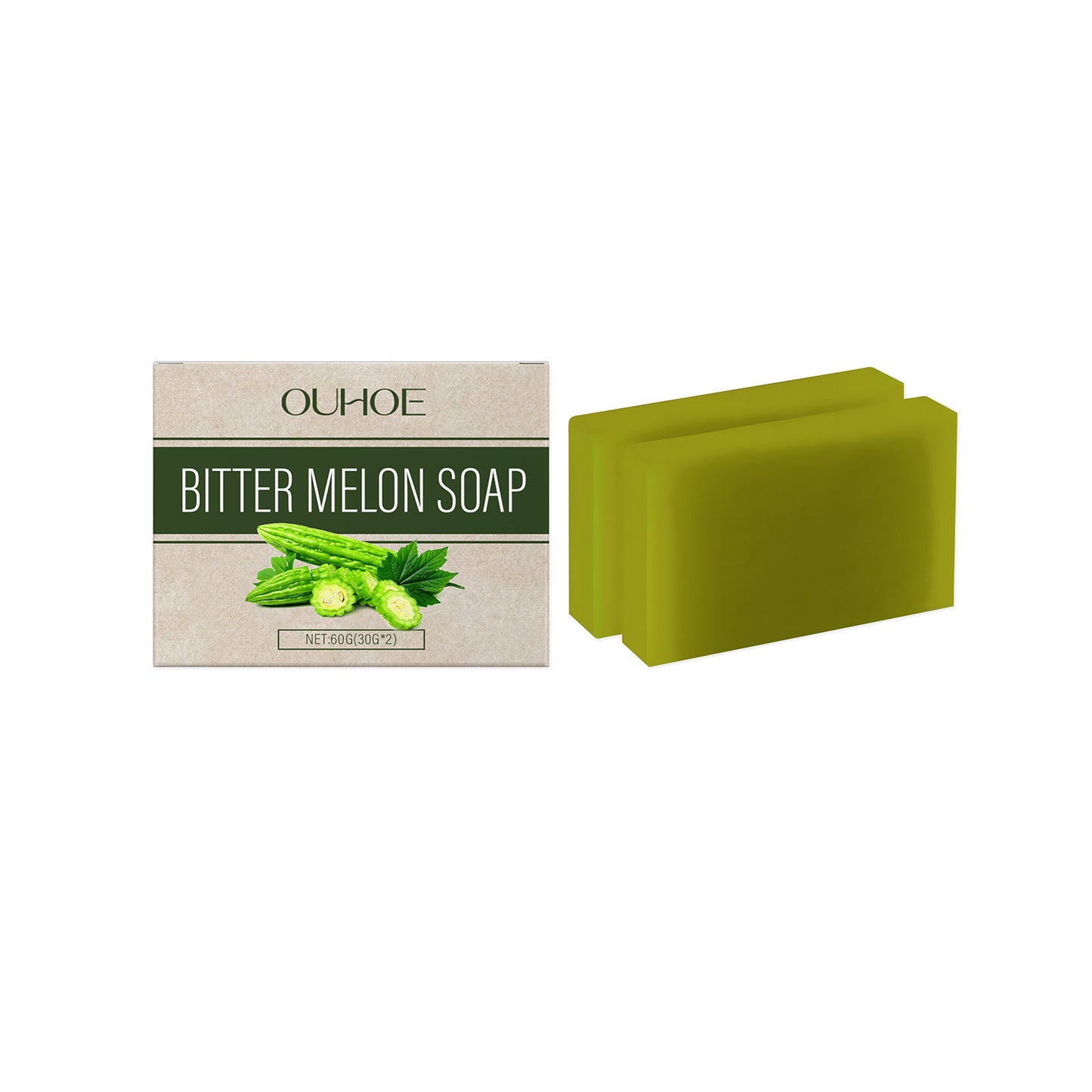 OUHUE - Bitter Melon Soap, Gentle Moisturizing Body Skin Moisturizing Cleansing Pore Bath Body Soap 30g