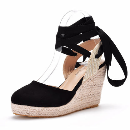 Bohemian Round Toe Platform Wedge Sandals For Women