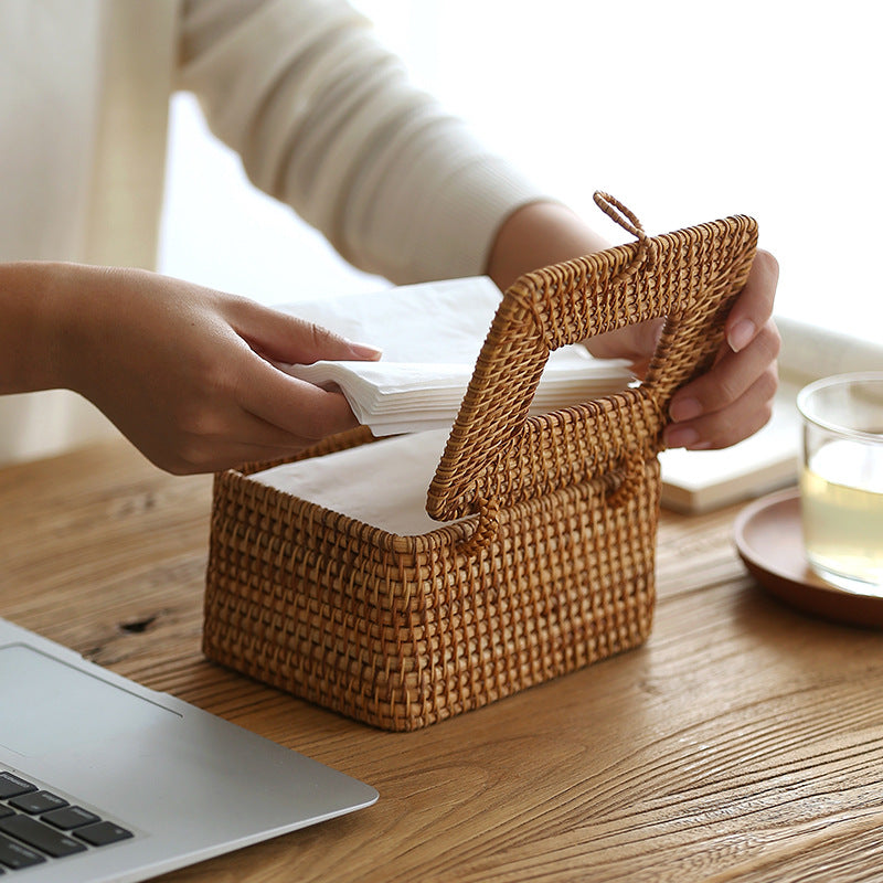 Handmade rattan tissue box