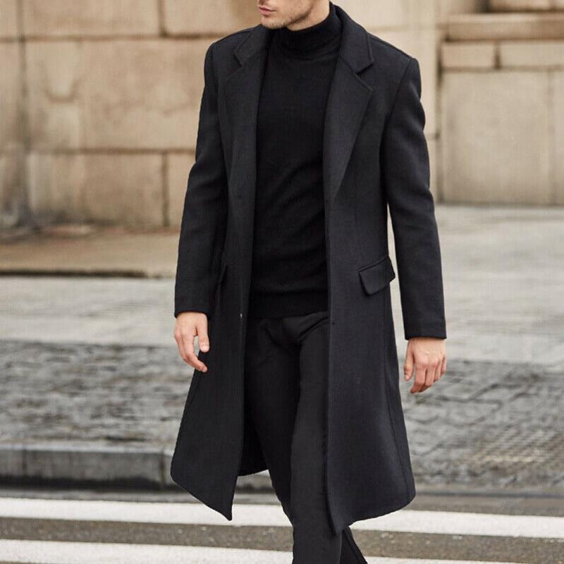 Men's Long Trench Coat Woolen Coat