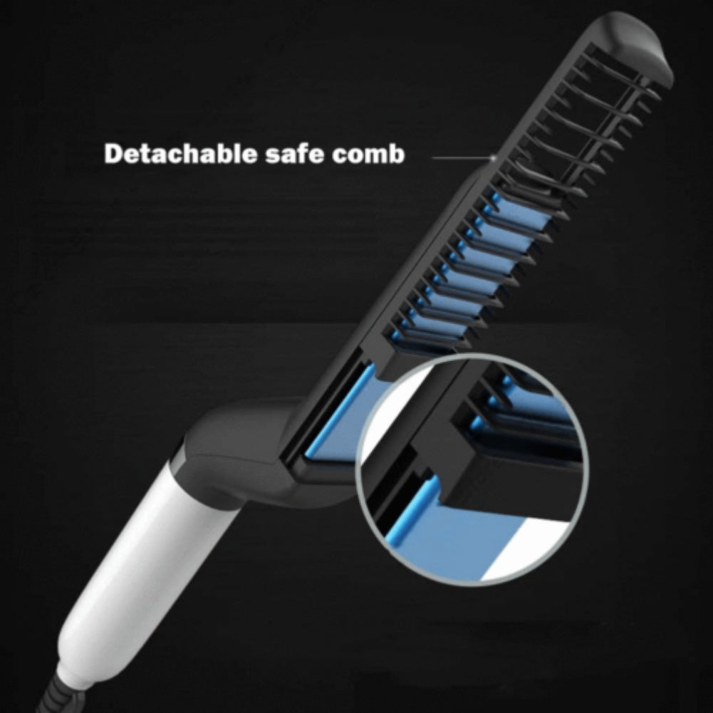 Electric Hair Straightener Brush,Men Quick Beard Straightener Styler Comb,Hair Straightening,Curly Hair Straightening Comb,Side Hair Detangling,Multifunctional Hair Curling Curler