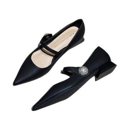 Classic Style French Pointed Toe Chunky Heel Women's High Heels