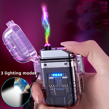 Transparent Shell Double Arc Lighter  Waterproof And Windproof Outdoor Lighter Lighting Multi-purpose Electronic Cigarette Lighter