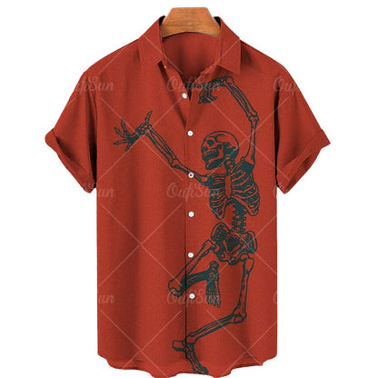 Fashion Skull Print Shirt Men