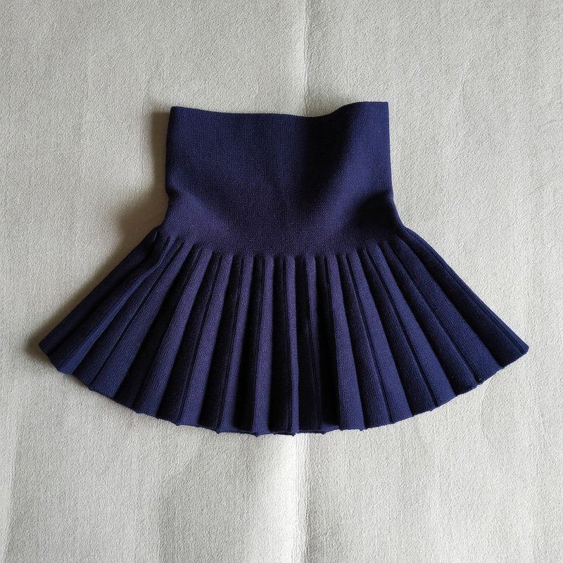 Girls Autumn Clothing Knitted Skirt High Waist Pleated