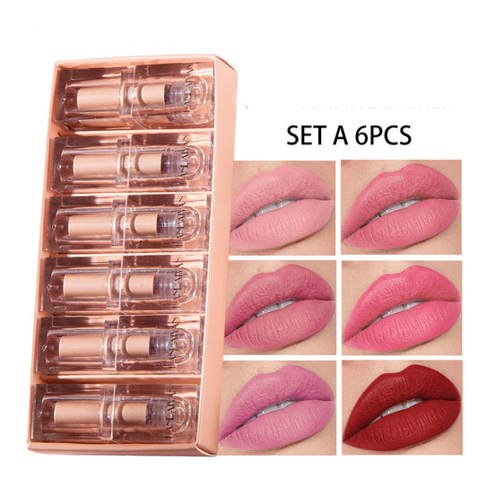 HANDAIYAN - Crystal Square Tube Matte Matte Lipstick Set 6pc Set