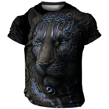 Men's 3D Printed Lion Short Sleeve T-shirt - Glamour Gale