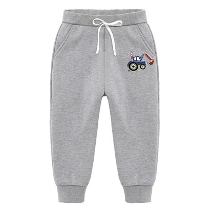 Backhoe Bulldozer Silver Fox Fleece Sweatpants Children's Clothing