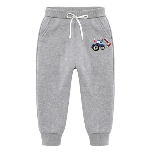 Backhoe Bulldozer Silver Fox Fleece Sweatpants Children's Clothing