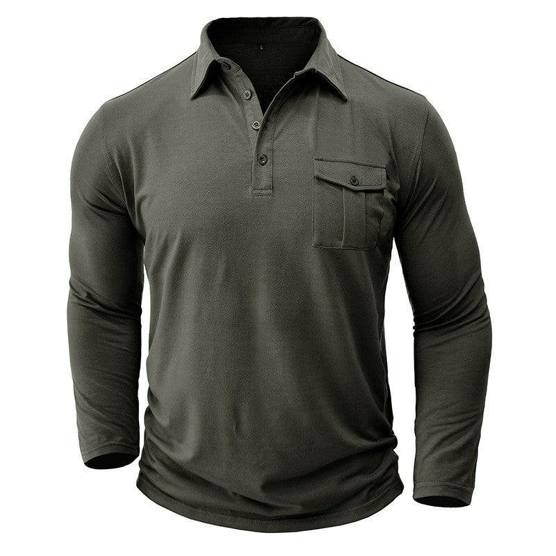 Men's Polyester Consul Solid Color Long Sleeve Bottoming Shirt