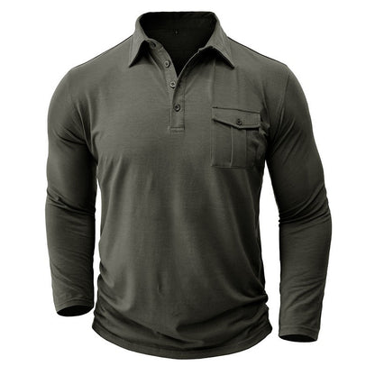 Men's Polyester Consul Solid Color Long Sleeve Bottoming Shirt