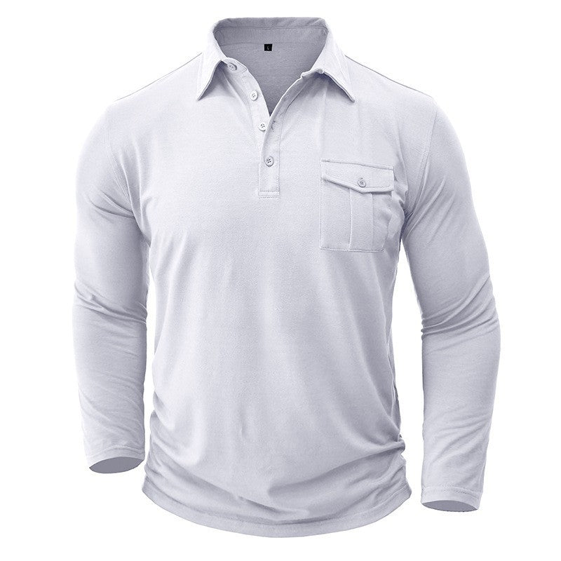 Men's Polyester Consul Solid Color Long Sleeve Bottoming Shirt