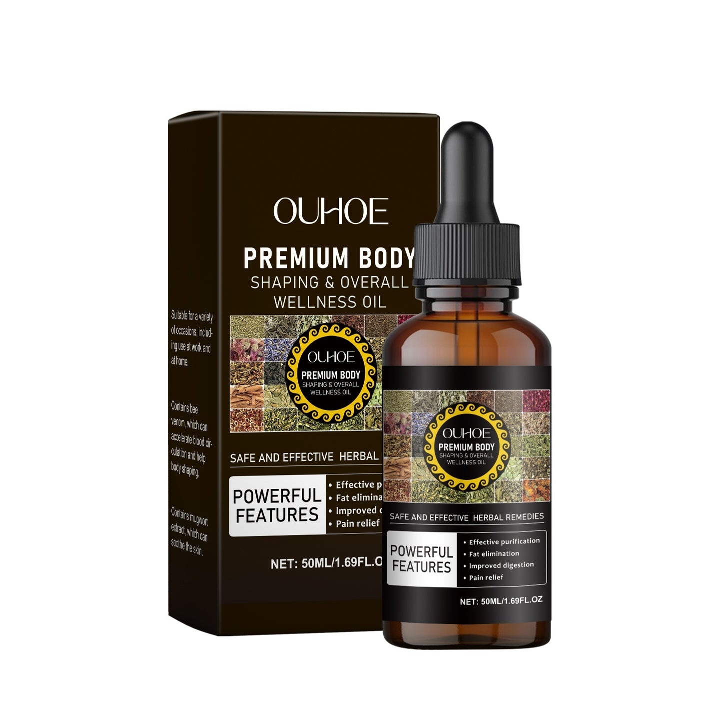 Ouhoe - Body Shaping Drops Essential Oil Body Shaping Body Slimming Increase Vitality Digestion 50ml / 1.69Fl.oz