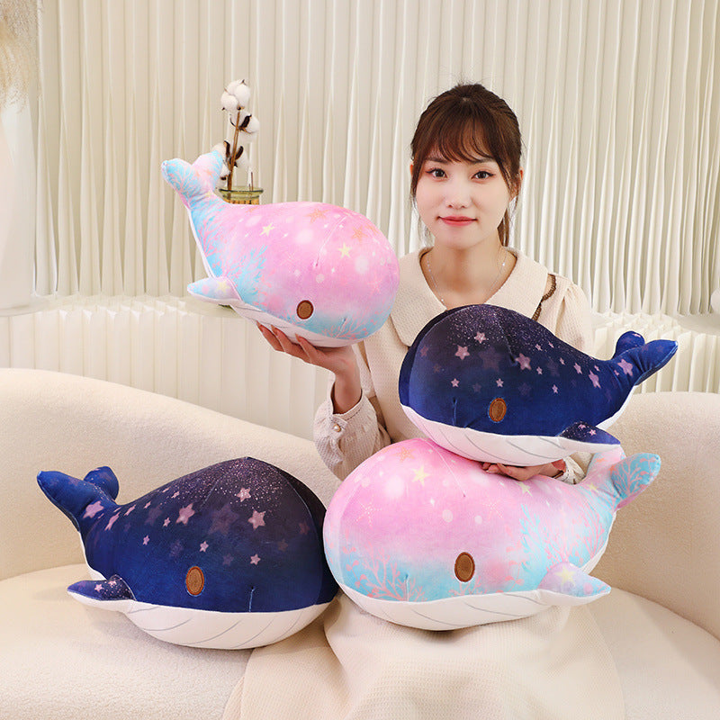 Cute Cartoon Chubby Doodle Soft And Adorable Dream Starry Sky Colorful Whale Plush Doll Pillow