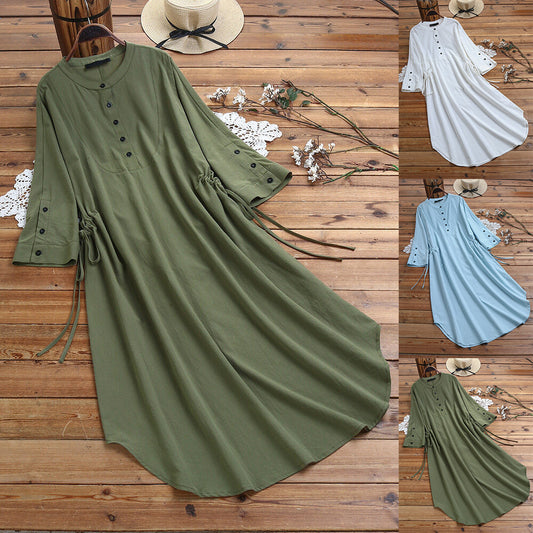 Dress Female New Urban Casual Round Neck A-line Skirt