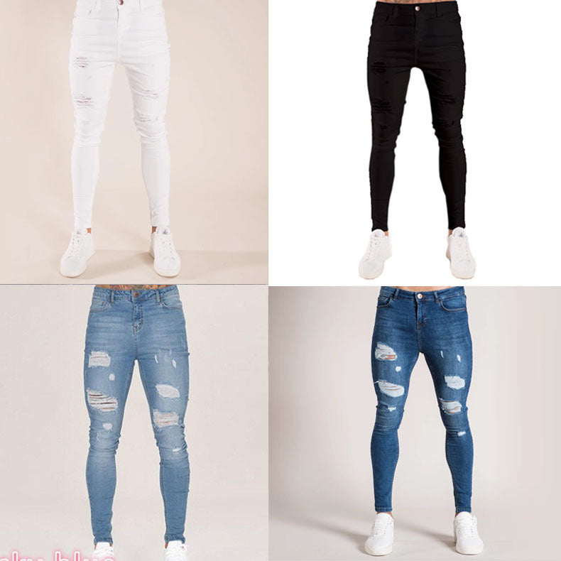 New Style Ripped European And American Slim High Waist Jeans