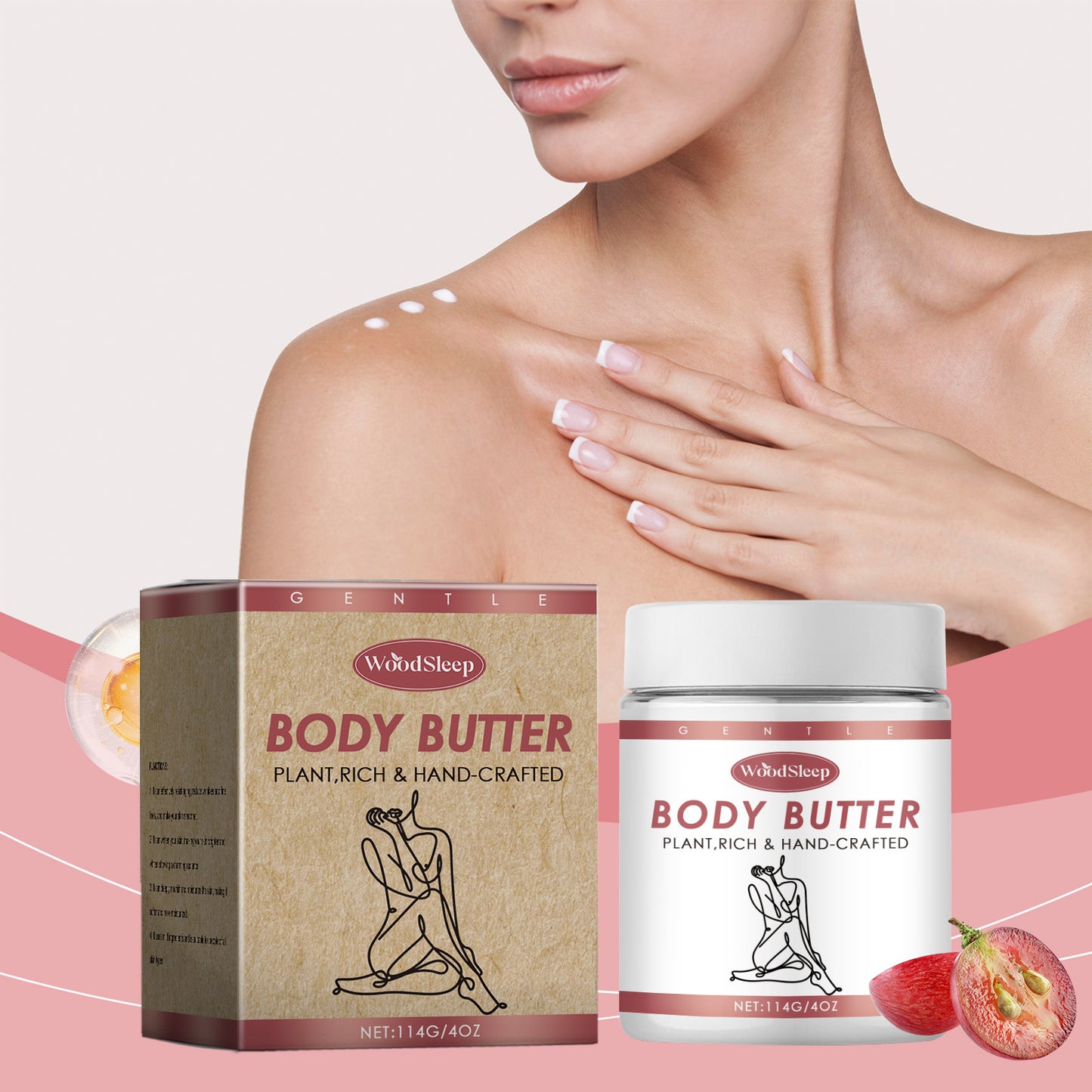 WOOD SLEEP - Body Butter,  Moisturizing Body Lotion To Dry Skin 4oz