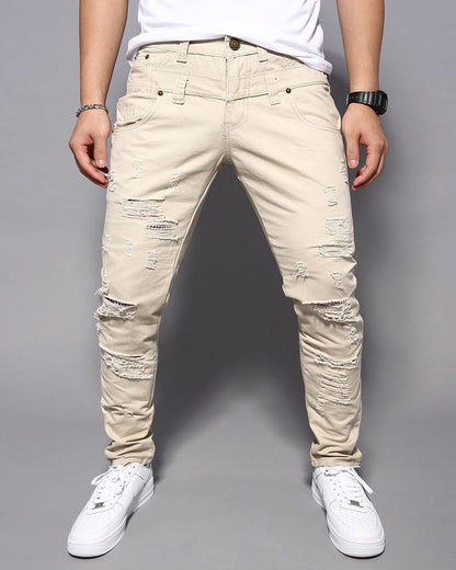 Casual Double Waist Ripped Casual Cargo Trousers