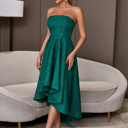 Bare-chested Green Sleeveless Elegant Flared Party Dress