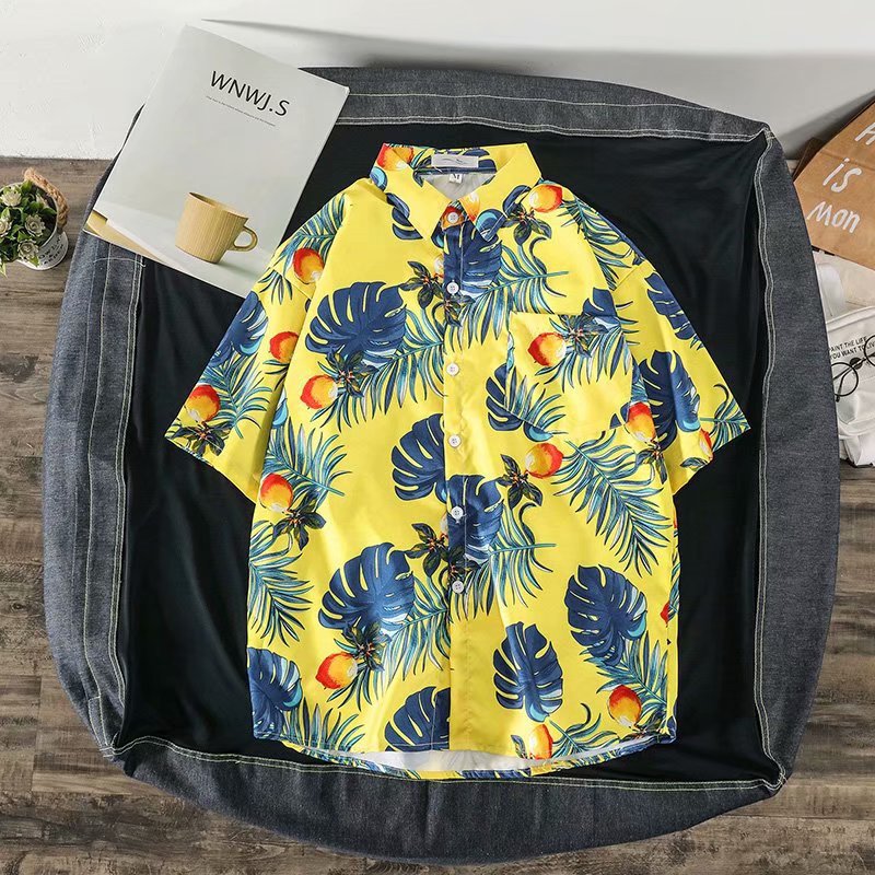 Casual Loose Half Sleeve Shirt Printed Men's Top