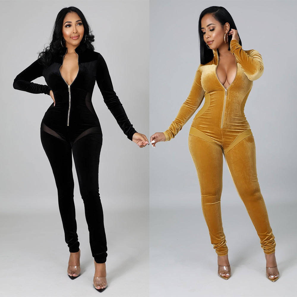 Women's Tight Stitching Long Sleeve Jumpsuit