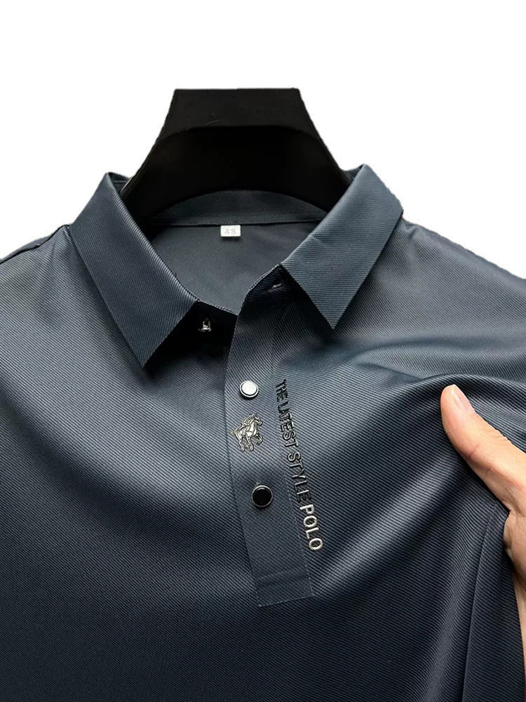 Polo Shirt Business Casual Seamless Ice Silk Lapel Short Sleeve