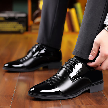 Casual Glossy Patent Leather Pointed Toe Men's Shoes