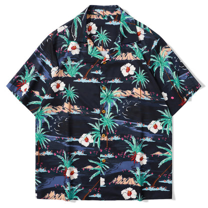 Hawaii Printed Shirt Printed Beach Cardigan Short Sleeve Men And Women