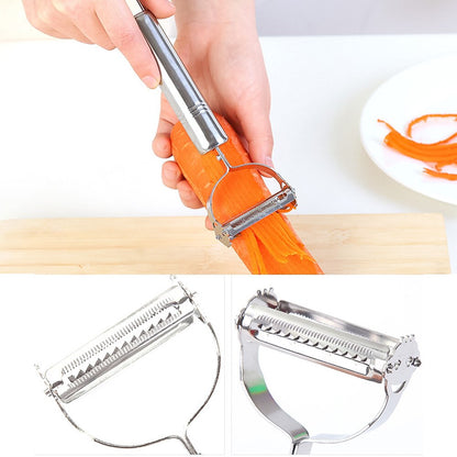 2 in1 Stainless Steel Potato Grater Julienne Peeler Kitchen Accessories Vegetables Peeler Double Planing Grater Kitchen Tools