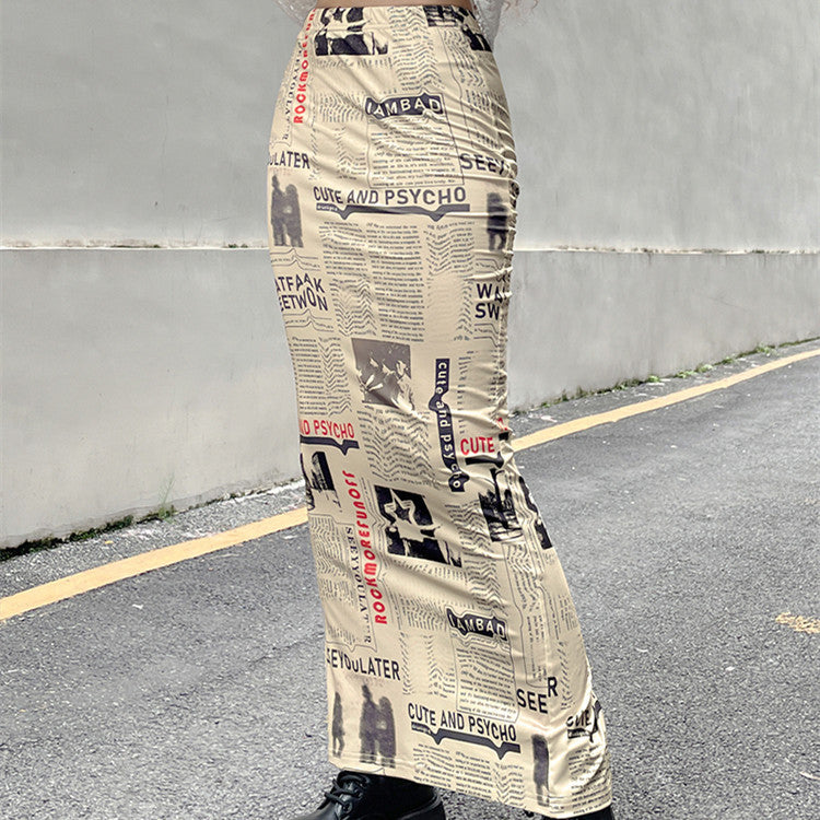 Newspaper Skirt Slim Casual Women's Dress