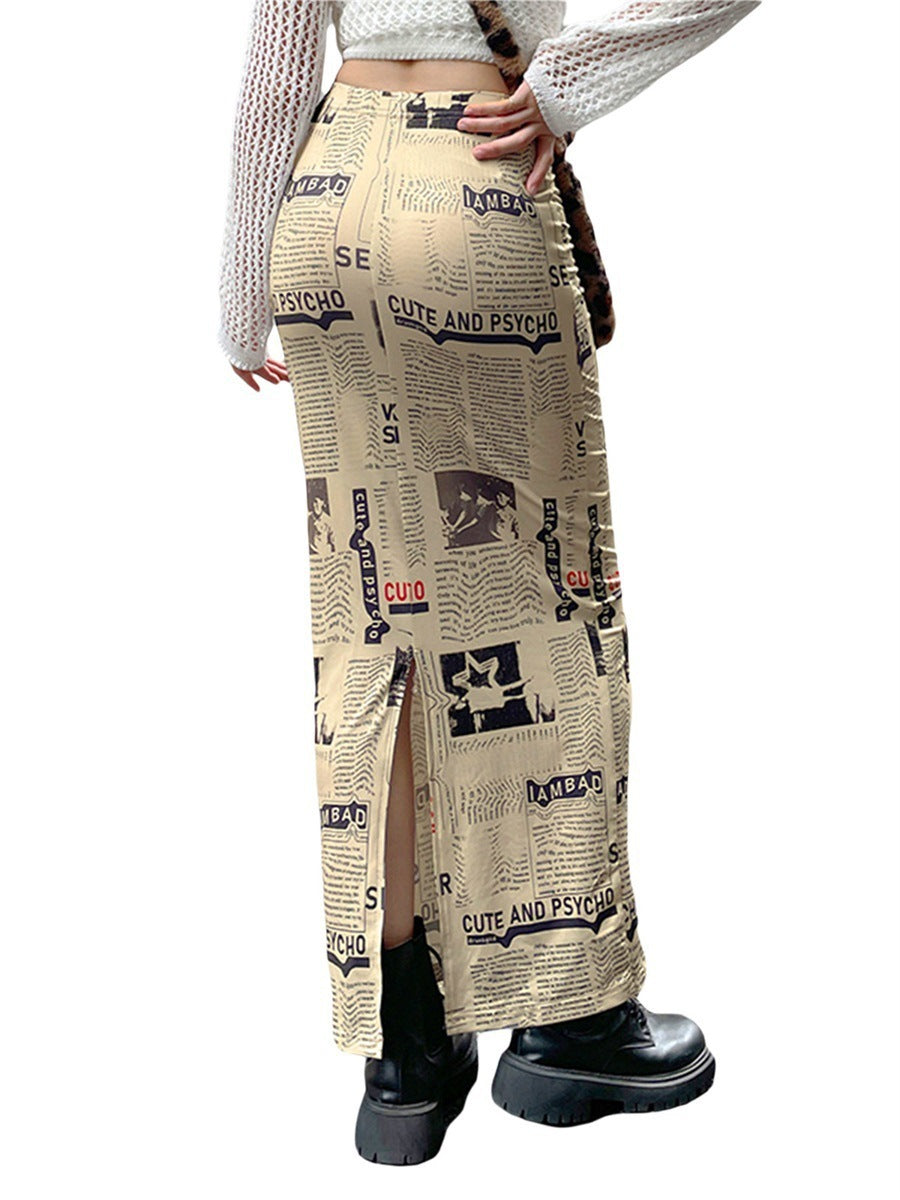 Newspaper Skirt Slim Casual Women's Dress