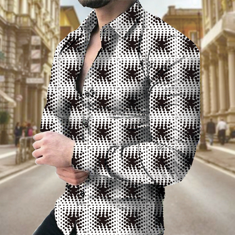 Geometric Print Men's Long Sleeve Shirt