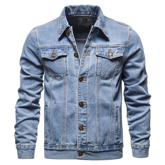 Jacket Men Casual Blue Lapel Jeans Jacket