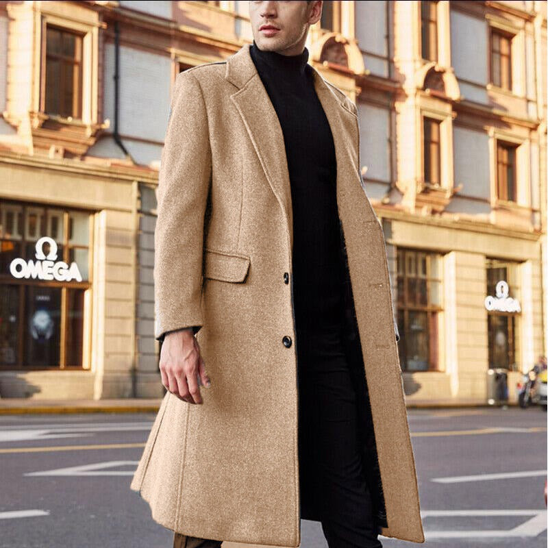 Men's Long Trench Coat Woolen Coat