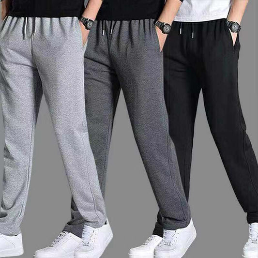 Men's Cotton Trousers Straight Casual Oversized Knit Sweatpants Loose Running Pants