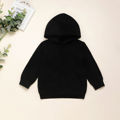 Boys And Girls Black Letter Sweater Hooded Long Sleeve Top