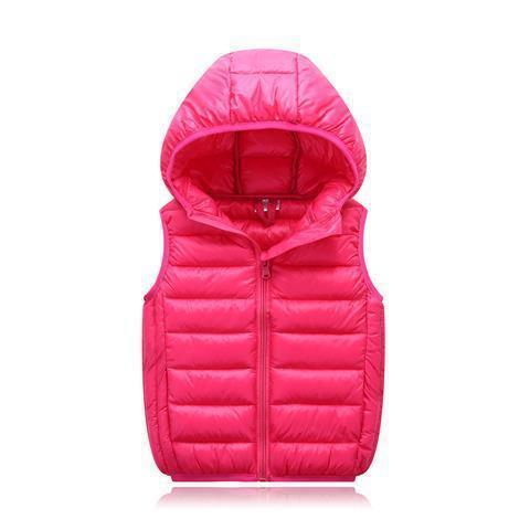 Children's Down Cotton Hooded Thermal Vest Solid Color