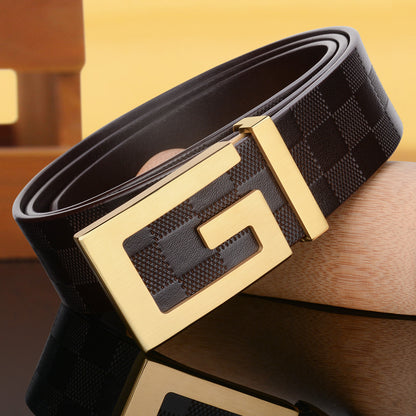 Men's Leather Fashionable Copper Buckle Belt