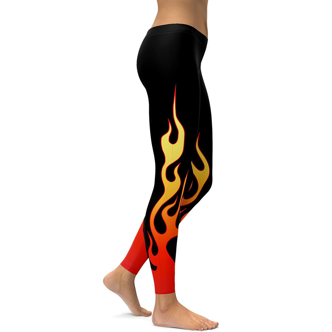 Gradient Flame Print Ladies Breathable Sports Yoga Leggings