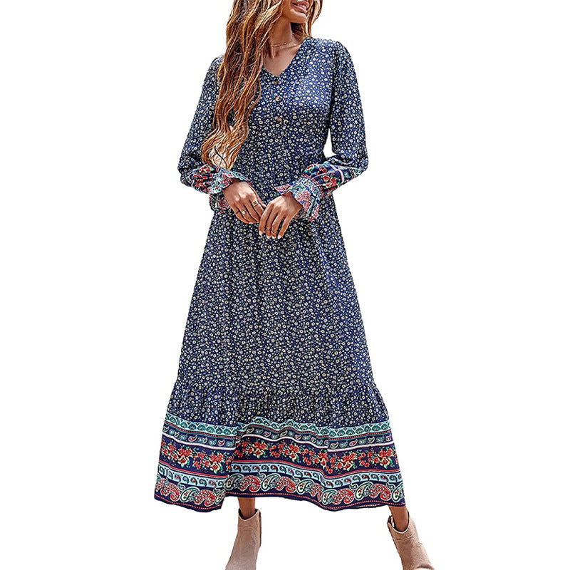 Fall New Fake Beach Long Bohemian Dress