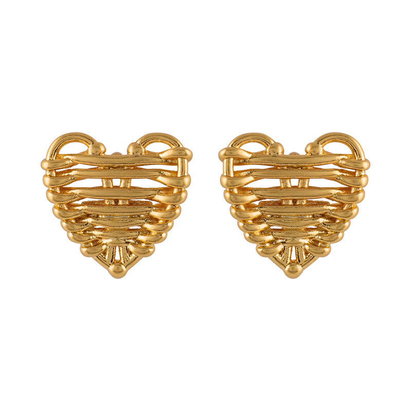 2023 New French Weaving Texture Sense Of Love Earrings Premium Sense Of Earrings Female Niche Premium Sense Of Earrings Wholesale